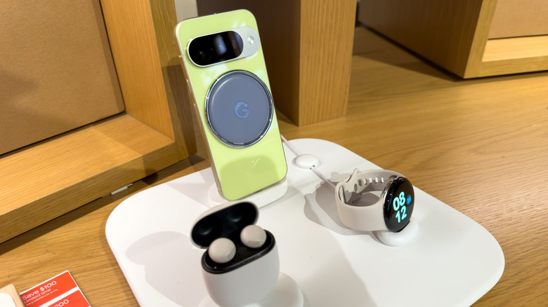 Google's Pixel devices on display inside a Google Store