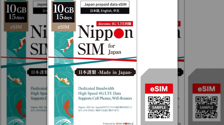 A sample box for a Nippon SIM Japanese eSIM.