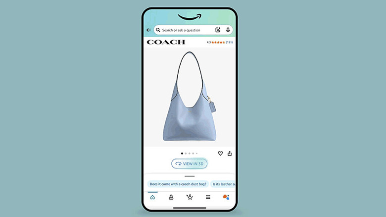 Amazon View in 3D option in a product detail page
