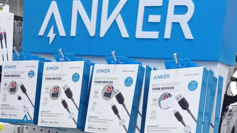 Anker USB cables on display in a store