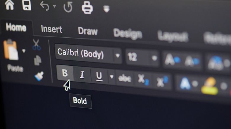 Font settings in a word processor.