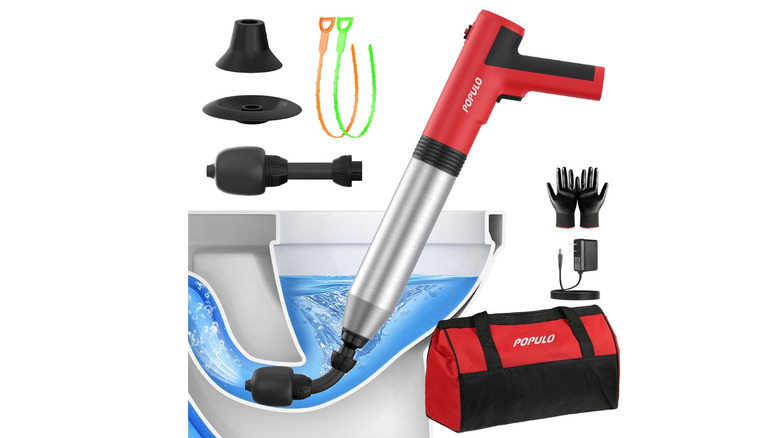 POPULO electronic toilet unclogging device with accessories