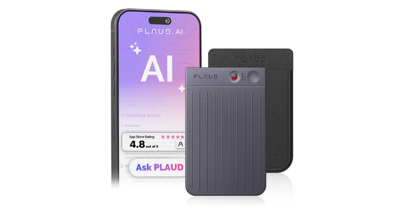 image of a smartphone and the plaud note recorder