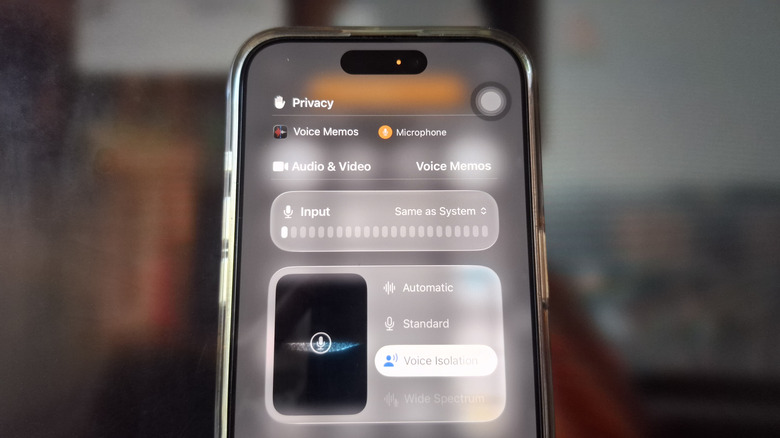 iPhone showing Mic Modes set to Voice Isolation