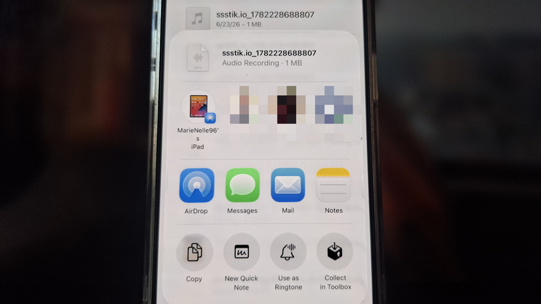 iPhone showing Use as Ringtone for custom ringtone