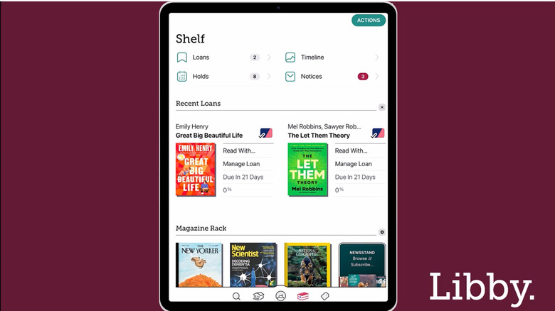 Screenshot of Libby application presented in tutorial video from OverDrive