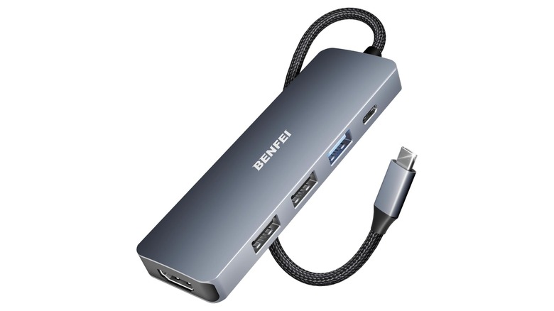 A Benfei USB-C 5-in1 USB Adapter with 4K HDMI Port against a white background