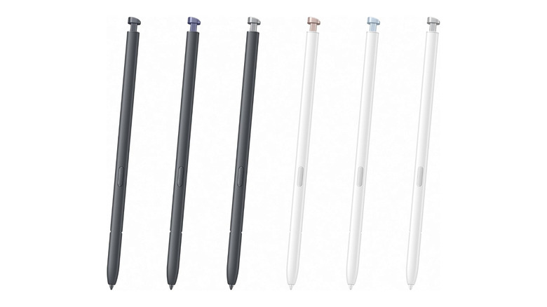 Several Samsung Galaxy S26 Ultra S Pens against a white background