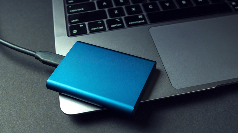 External SSD connected to laptop
