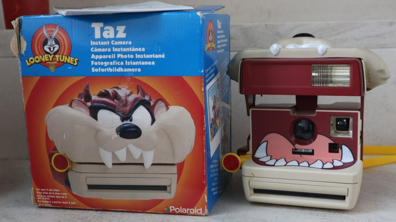 Polaroid 600 TAZ Tasmanian Devil camera and box on display