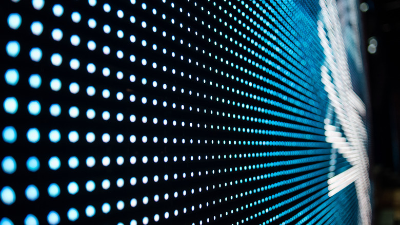 A large panel covered in round LED lights