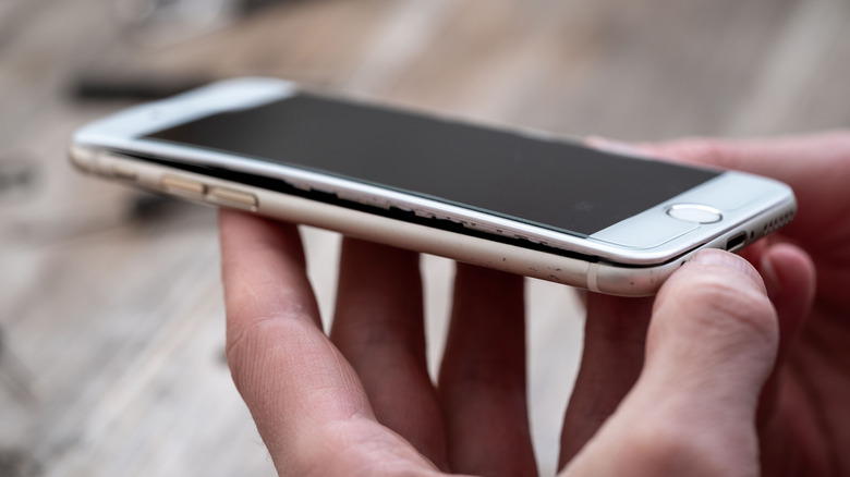 Smartphone expanding due to swollen lithium-ion battery