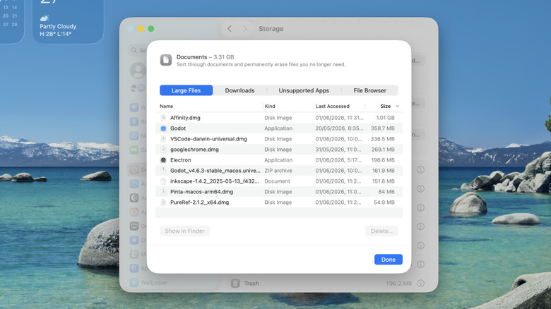 Seeing large files taking up storage space on a Mac