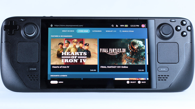 Steam store homepage on Steam Deck