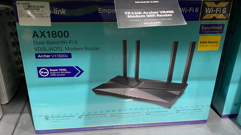 A router for sale in an electronics store.
