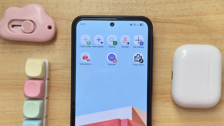 Android phone showing app shortcuts on the home screen