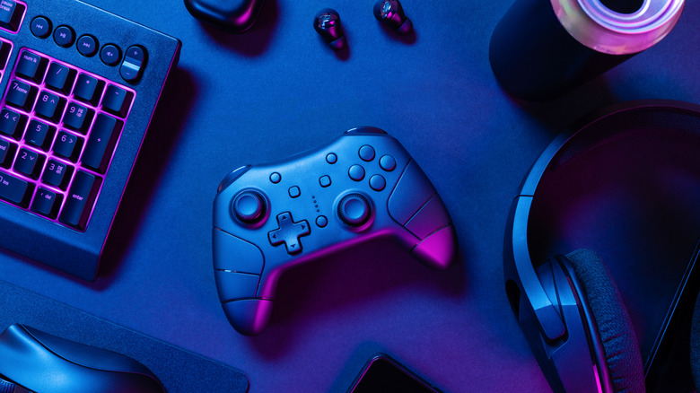 top-down shot of gaming controller