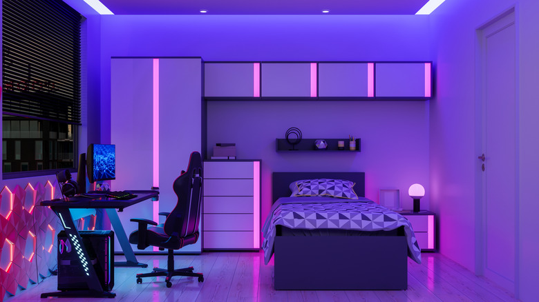 Room with ambient RGB lights