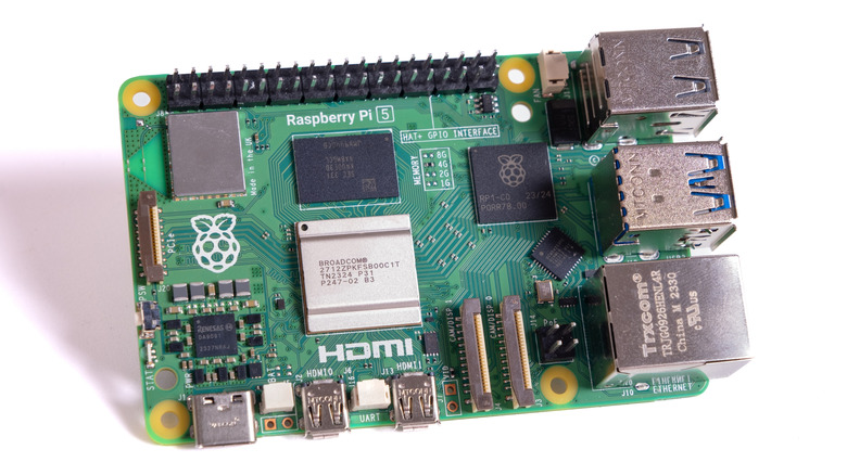 Raspberry Pi 5 on white background
