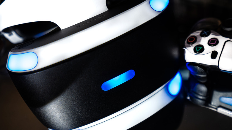 PSVR up close with controller nearby.