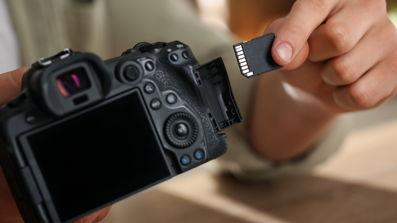 Removing the SD card from a camera