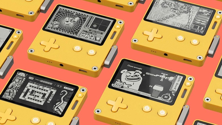 yellow handheld gaming console