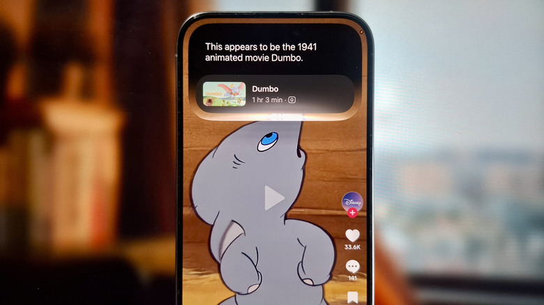 iPhone showing Siri AI identifying what movie the video is from