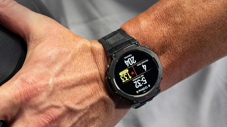 Amazfit T-Rex 3 Rugged worn on man's wrist while taking a break.