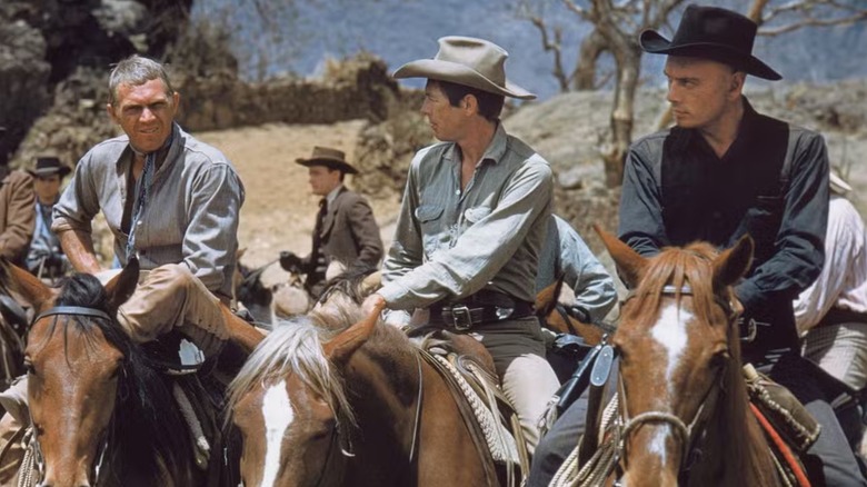 Vin Tanner (Steve McQueen), Britt (James Coburn) and Chris (Yul Brynner)