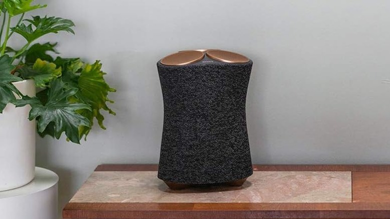 The Sony SRS-RA5000 Bluetooth Speaker placed on a table.