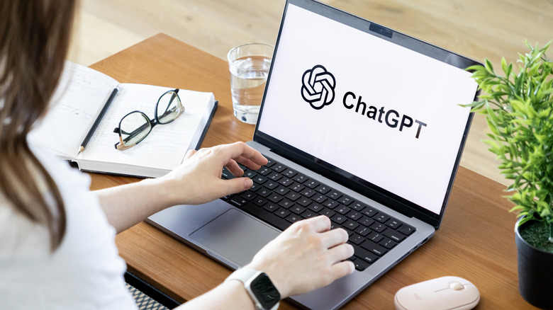 The ChatGPT logo on a laptop screen.