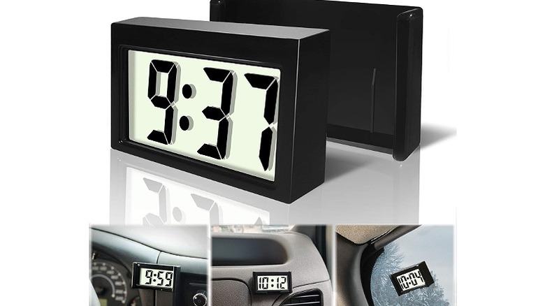 Digital clocks mounted on dashboard