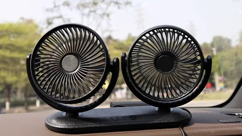 Black dashboard fan