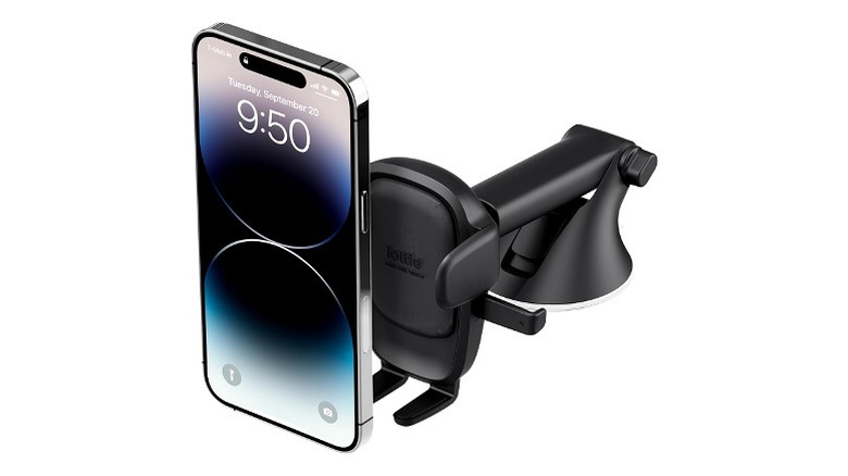 Smartphone on a dashboard mount