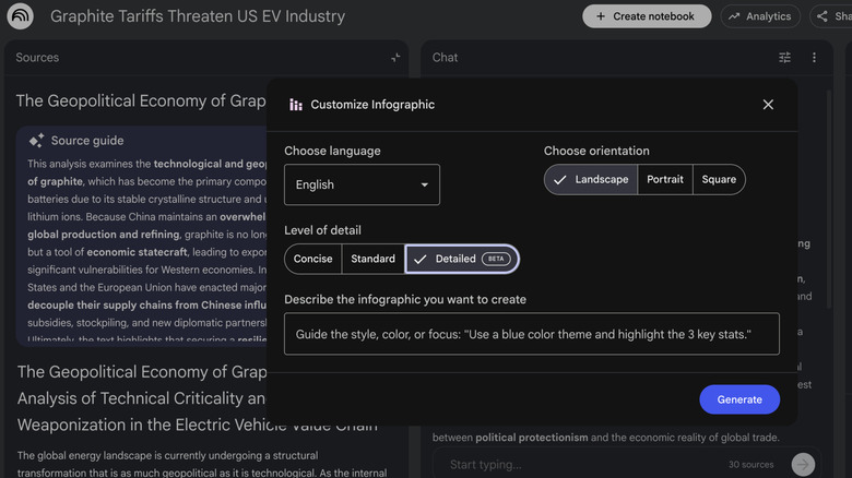 Deep research interaction in NotebookLM
