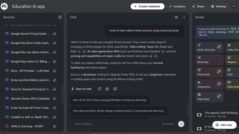Talking about sources in NotebookLM