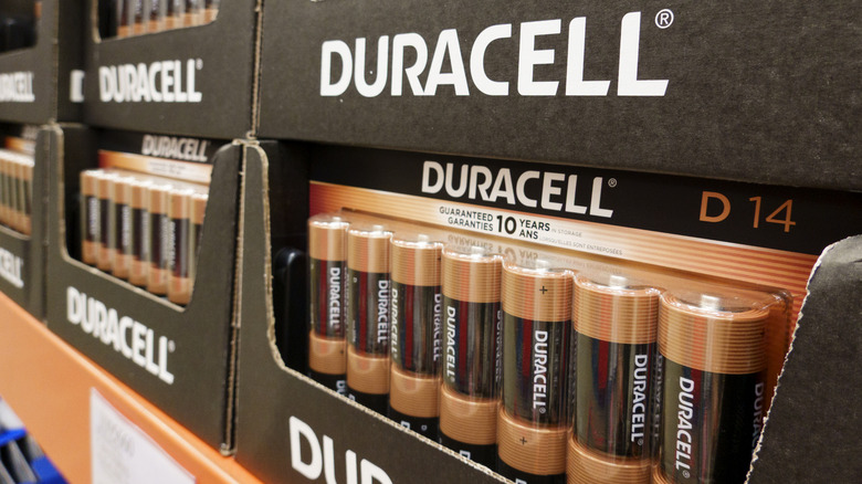 Packages of Duracell batteries in Costco