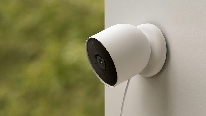Security camera mounted outdoors.