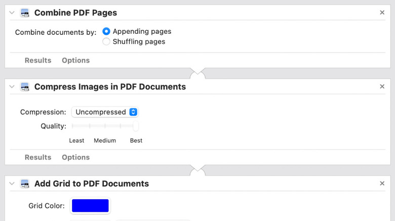 Automator tasks being performed