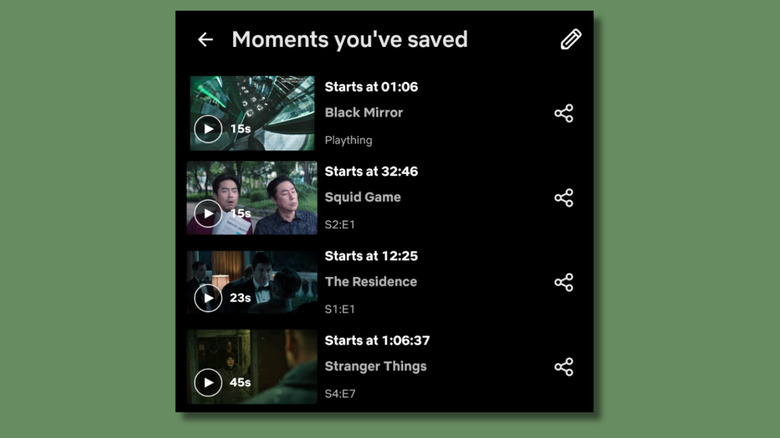 Screenshot of Netflix Moments (Clips) on Netflix phone app