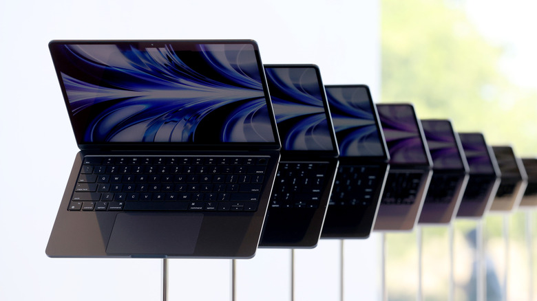 Apple laptops on diplay