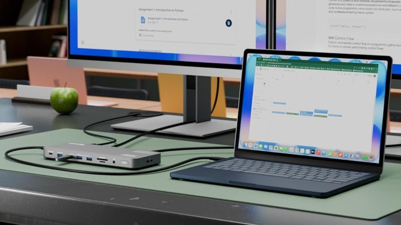 the Plugable USB-C Docking station attached to a MacBook