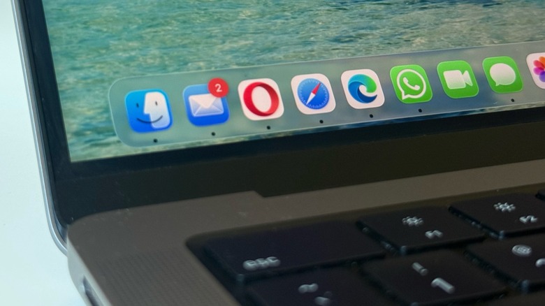 macOS Tahoe's dock on a MacBook Pro