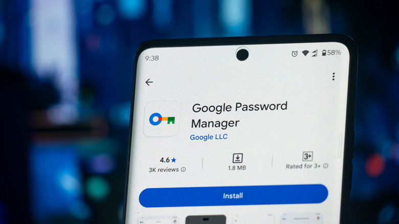 Google Password manager app installation on a smartphone screen