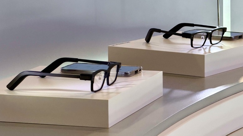 XGIMI's MemoMind AR glasses being displayed at Mobile World Congress 2026