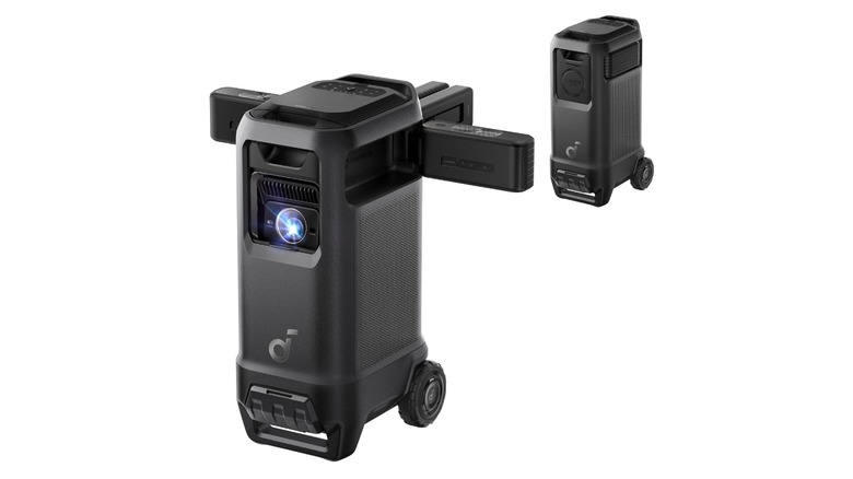 the Nebula X1 Pro 4K projector showing the removable speakers
