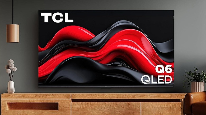 TCL Q6 LED displaying black- and red-colored waves.