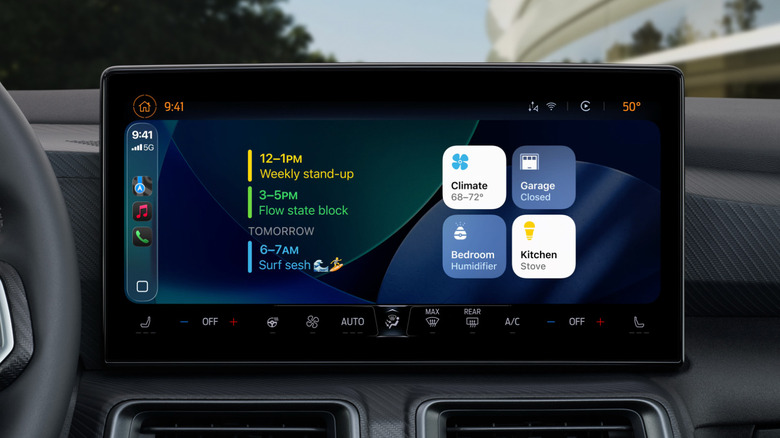 CarPlay display with several widgets on the screen