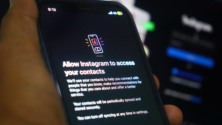 Instagram asking for contact permissions