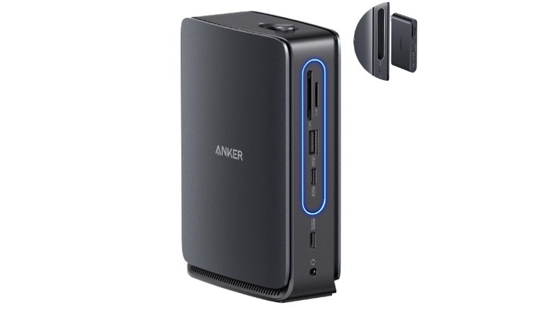 A product render of the Anker Nano Laptop Docking Station.